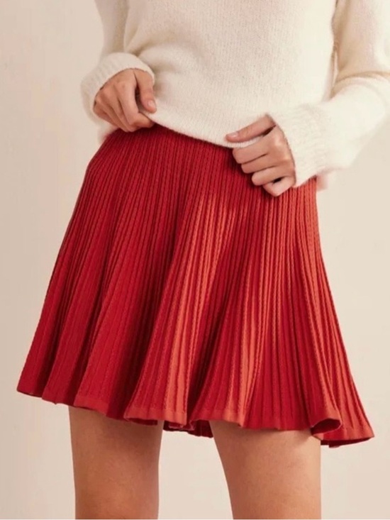 Boden Dresses & Skirts - BODEN Knitted Pointelle Preppy Casual Comfy Skirt In Tomato Size M